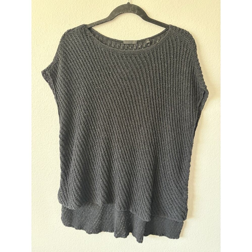 ATM Anthony Thomas Melillo Women’s Black Cap Sleeve Cotton blend Pullover Sz L